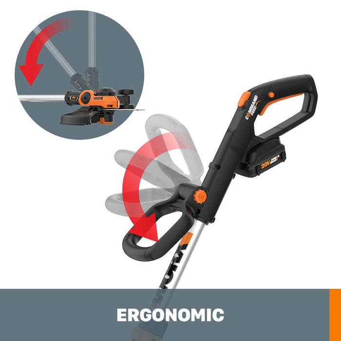 Worx String Trimmer Cordless GT3.0 20V PowerShare 12" Edger & Weed Trimmer (2 Batteries & Charger Included) WG163