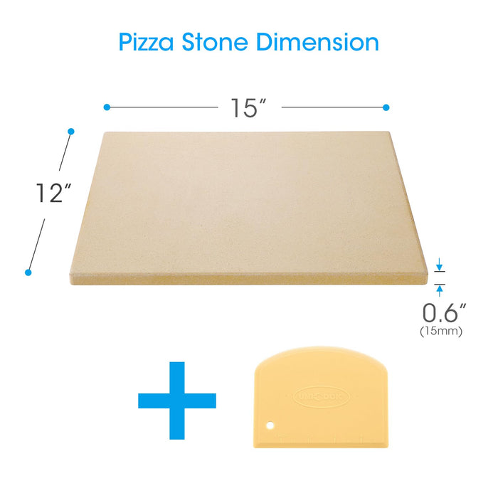 Unicook Pizza Stone, Heavy Duty Cordierite Pizza Pan for Oven and Grill, Thermal Shock Resistant Baking Stone for Bread, 15 X 12 Inch Rectangular, 6.6 lbs