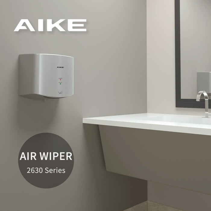 AIKE Air Wiper Compact Hand Dryer 110V 1400W Silver (with 2 Pin Plug) Model AK2630