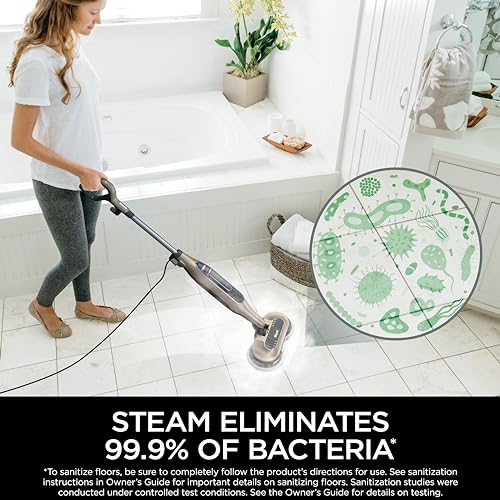 Shark S7001 Mop, Scrub & Sanitize at The Same Time, Designed for Hard Floors, with 4 Dirt Grip Soft Scrub Washable Pads, 3 Steam Modes & LED Headlights, Gold