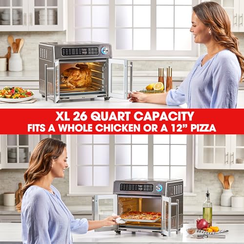 Emeril Lagasse 26 QT Extra Large Air Fryer, Convection Toaster Oven with French Doors, Stainless Steel