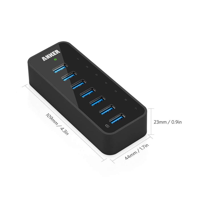 Anker 7-Port USB 3.0 Data Hub with 36W Power Adapter and BC 1.2 Charging Port for iPhone 7/6s Plus, iPad Air 2, Galaxy S Series, Note Series, Mac, PC, USB Flash Drives and More