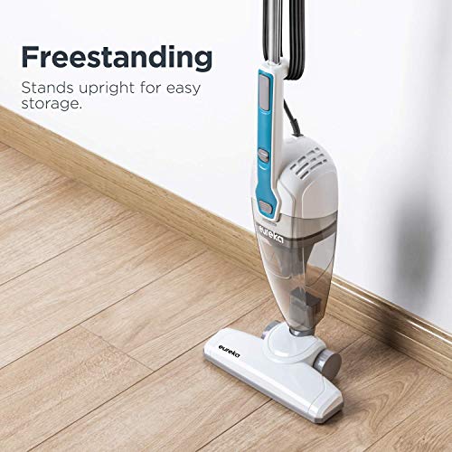 Eureka Home Lightweight Mini Cleaner for Carpet and Hard Floor Corded Stick Vacuum with Powerful Suction for Multi-Surfaces, 3-in-1 Handheld Vac, Aqua Blue