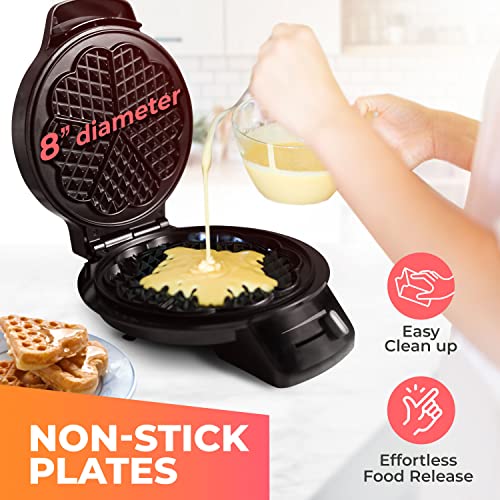 Mueller Heart Waffle Maker, 5 Belgian Waffle Iron, Adjustable Browning Control, Cool Touch Handle, Compact and Easy to Clean, Great Mother’s Day Gift