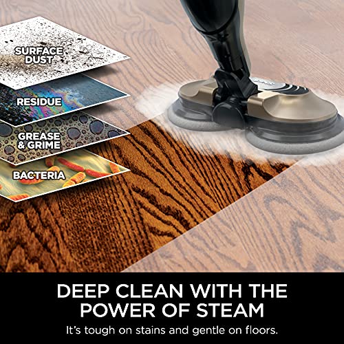 Shark S7001 Mop, Scrub & Sanitize at The Same Time, Designed for Hard Floors, with 4 Dirt Grip Soft Scrub Washable Pads, 3 Steam Modes & LED Headlights, Gold