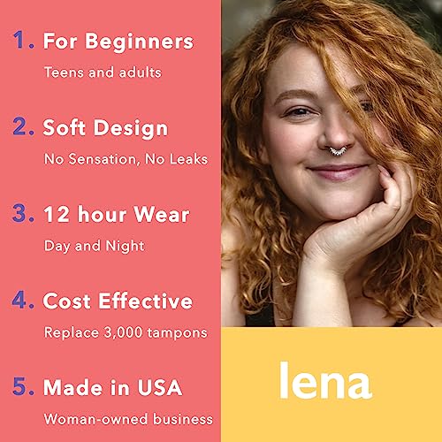 Lena Classic Menstrual Cup - Reusable, Soft Silicone, Light to Heavy Flow, Beginner User - Ideal Alternative to Tampons, Pads, Period Underwear - for Period Solution - Regular Turquoise - 1 count