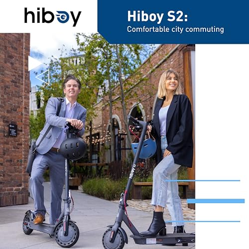 Hiboy S2 Electric Scooter - 8.5" Solid Tires - Up to 17 Miles Long-Range & 19 MPH Portable Folding Commuting Scooter for Adults with Double Braking System and App (S2)