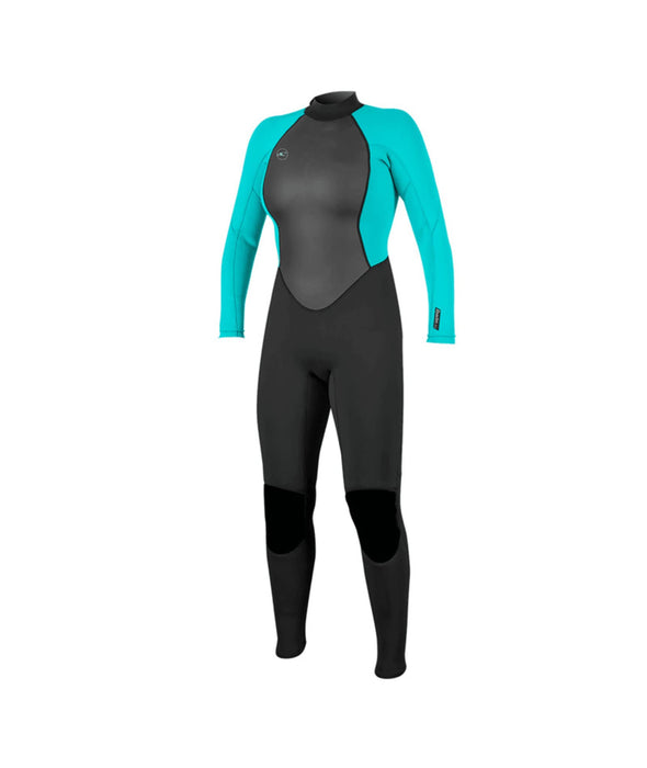 O'Neill Women's Reactor-2 3/2mm Back Zip Full Wetsuit, Black/Light Aqua, 12