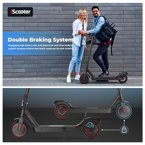 iScooter i9 Electric Scooter Adults and Teenages, 15.6 MPH, 18 Miles Range, 8.5'' Solid Tires, 350W Foldable and Cruise Control Escooter with Double Braking System and APP