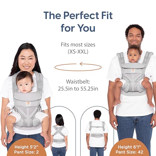 Ergobaby Omni 360 All-Position Baby Carrier for Newborn to Toddler with Lumbar Support & Cool Air Mesh (7-45 Lb), Pearl Grey