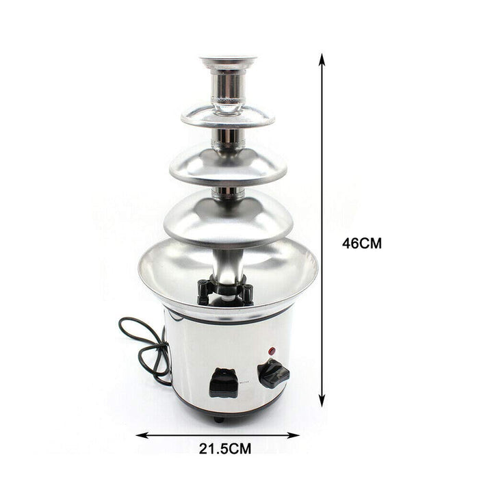 4 Tiers Commercial Stainless Steel Chocolate Fondue Fountain Equipment Machine Cheese Melting Machine Party Wedding 170W (4-Tiers Silver)