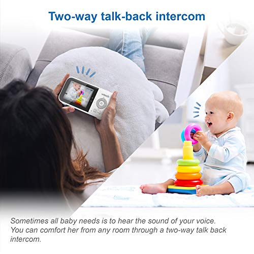 VTech VM819 Baby Monitor, 2.8” Screen, Night Vision, 2-Way Audio, Temperature Sensor and Lullabies, Secure Transmission No WiFi