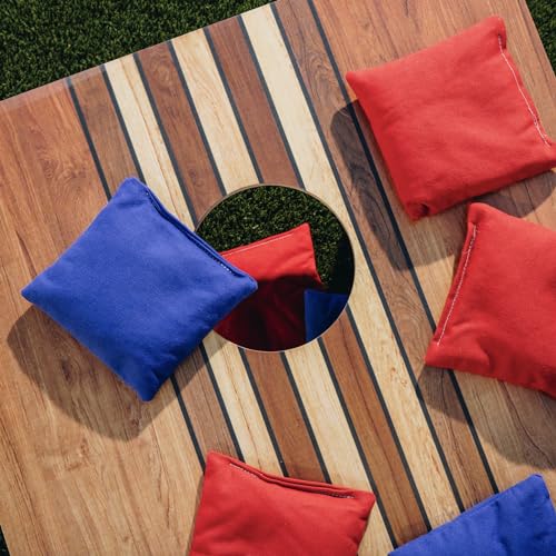 Tailgating Pros Cornhole Boards - 4' x 2' Wooden Pattern Cornhole Game w/Carrying Case & Set of 8 Corn Hole Bags w/Tote