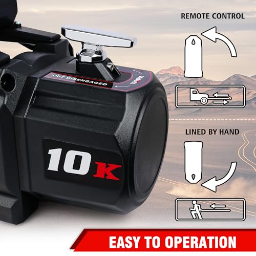 X-BULL Winch-10000 lb. Load Capacity Electric Winch Kit -12V Synthetic Rope Winch,Waterproof IP67 Electric Winch with Hawse Fairlead, with Wireless Handheld Remote and Corded Control Recovery