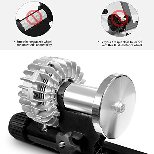 Sportneer Bike Trainer: Fluid Stationary Bike Stand for 26-29" & 700C Wheels - Auto Resistance Control Bike Trainer Stand for Indoor Riding with Quick Release Skewer & Front Wheel Riser Block