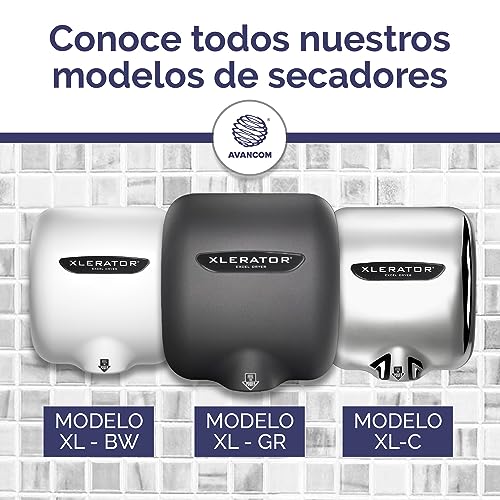 XLERATOR XL-BW Automatic High Speed Hand Dryer with White Thermoset (BMC)Cover and 1.1 Noise Reduction Nozzle, 12.5 A, 110/120 V