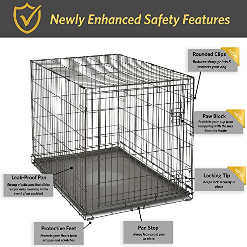 New World Newly Enhanced Single Door New World Dog Crate, Includes Leak-Proof Pan, Floor Protecting Feet, & New Patented Features, 42 Inch