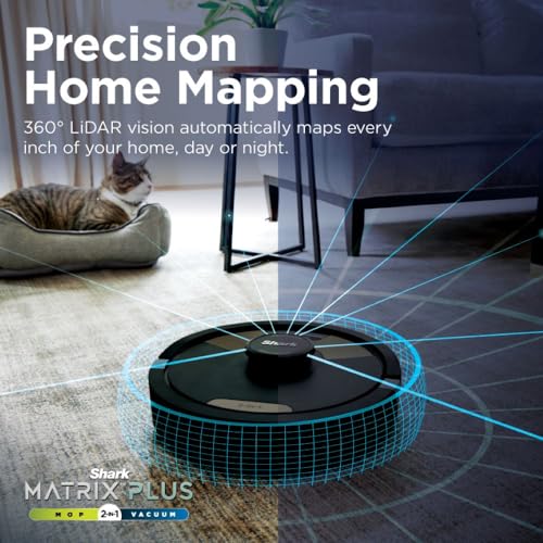 Shark Matrix Plus 2in1 Robot Vacuum & Mop with Sonic Mopping, Matrix Clean, Home Mapping, HEPA Bagless Self Empty Base, CleanEdge, for Pet Hair, Wifi, Black/Gold (AV2610WA)