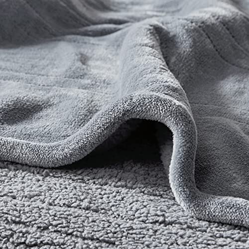 Beautyrest Heated Blanket, Eletric Blanket, Soft, Warm, Reversible Plush - Sherpa Heating Blanket with 20 Heat Settings, 1-10 hrs Timer Auto Shut Off, Machine Washable, King (90 inx100 in), Grey