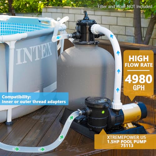 XtremepowerUS 1.5HP Variable 2-Speed Swimming Pool Pump High Flow Above-Ground Swimming Pump Strainer w/ Slip on Fitting