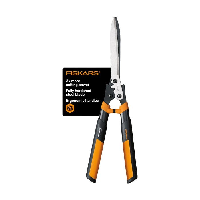 Fiskars PowerGear2 Hedge Shears - 23" Precision-Ground Low Friction Coated Stainless Steel Blade - Branch Cutter and Gardening Tool with Shock-Absorbing Bumpers