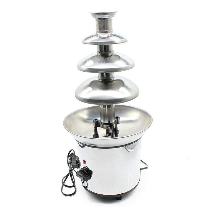 4 Tiers Commercial Stainless Steel Chocolate Fondue Fountain Equipment Machine Cheese Melting Machine Party Wedding 170W (4-Tiers Silver)