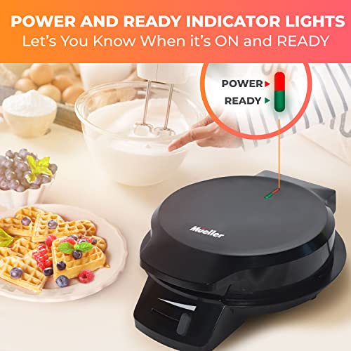 Mueller Heart Waffle Maker, 5 Belgian Waffle Iron, Adjustable Browning Control, Cool Touch Handle, Compact and Easy to Clean, Great Mother’s Day Gift