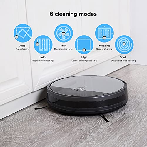 ILIFE V8s Robot Vacuum and Mop Combo, Big 750ml Dustbin, Enhanced Suction Inlet, Zigzag Cleaning Path, LCD Display, Schedule, Self-Charging Robot Vacuum Cleaner, for Hard Floor and Pet Hair.