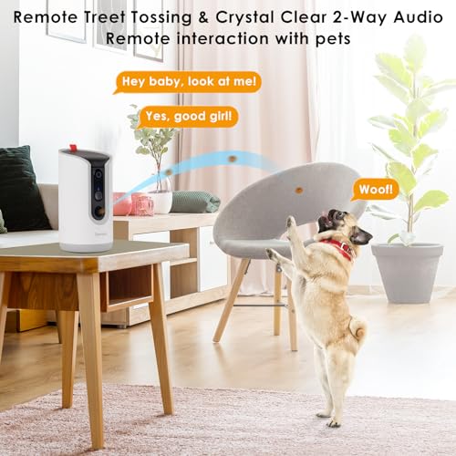 Samrado 2K Pet Camera with Phone App - 360° View, 5G & 2.4G WiFi Two-Way Audio Dog Camera with Treat Dispenser Security Pet Camera for Dogs Remote Pet Monitoring