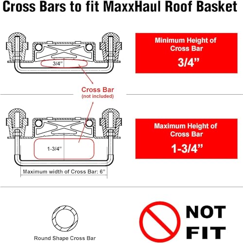 MaxxHaul 70115 46" x 36" x 4-1/2" Roof Rack Rooftop Cargo Carrier Steel Basket, Car Top Luggage Holder for SUV and Pick Up Trucks - 150 lb. Capacity, Black