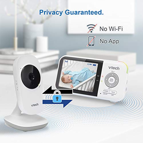 VTech VM819 Baby Monitor, 2.8” Screen, Night Vision, 2-Way Audio, Temperature Sensor and Lullabies, Secure Transmission No WiFi