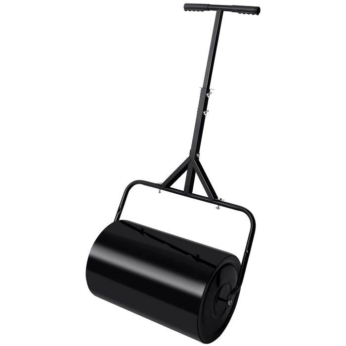 Treela Lawn Roller Push Tow Behind Yard Roller Water and Sand Filled Garden Drum Roller Sod Roller for Planting Seeding Garden Backyard Eliminating Turf Damage (Black,16 Gallons)