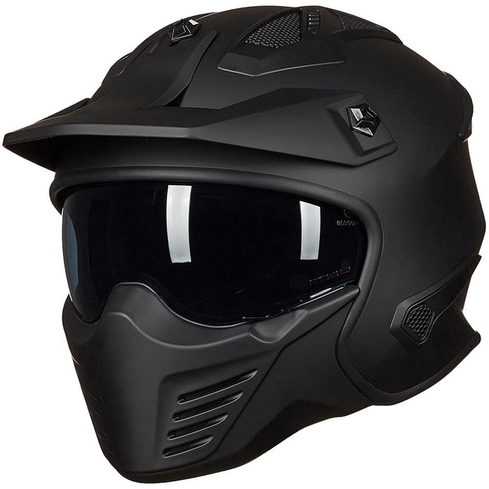 ILM Open Face Motorcycle 3/4 Half Helmet for Dirt Bike Moped ATV UTV Motocross Cruiser Scooter DOT Model 726X (Matte Black,L)