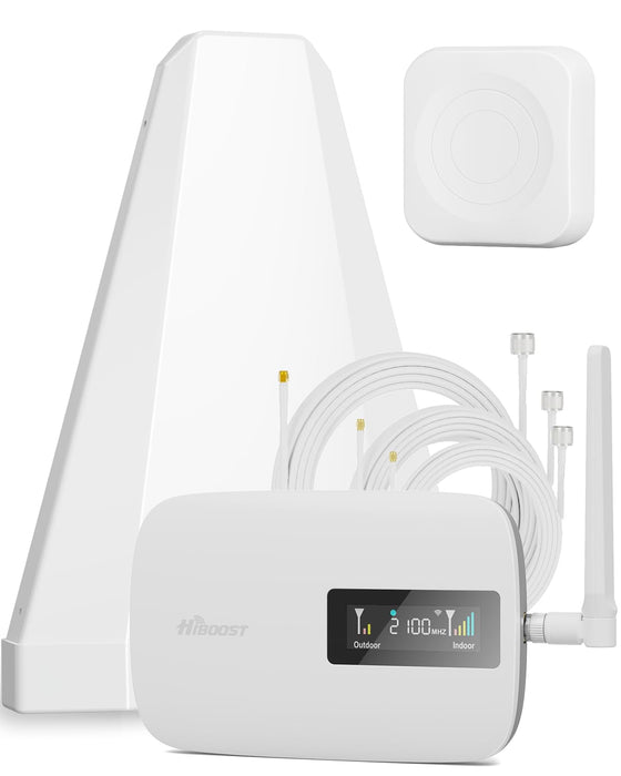 HiBoost Cell Phone Signal Booster for Home up to 3000 Sq Ft| Boost 4G 5G Cellular Signal Amplifier 65dB for T-Mobile, AT&T Verizon All U.S Carriers with 2 Indoor Antennas Band 12/17/ 13/5/ 25/2/ 4