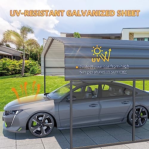 MELLCOM Metal Carport 10'x15' Heavy Duty with Galvanized Steel Roof - 10'x15'x8.4' Multi-Use Shelter Canopy with Metal Frame, Prefab Carport Garage for Cars, Boats, and Tractors