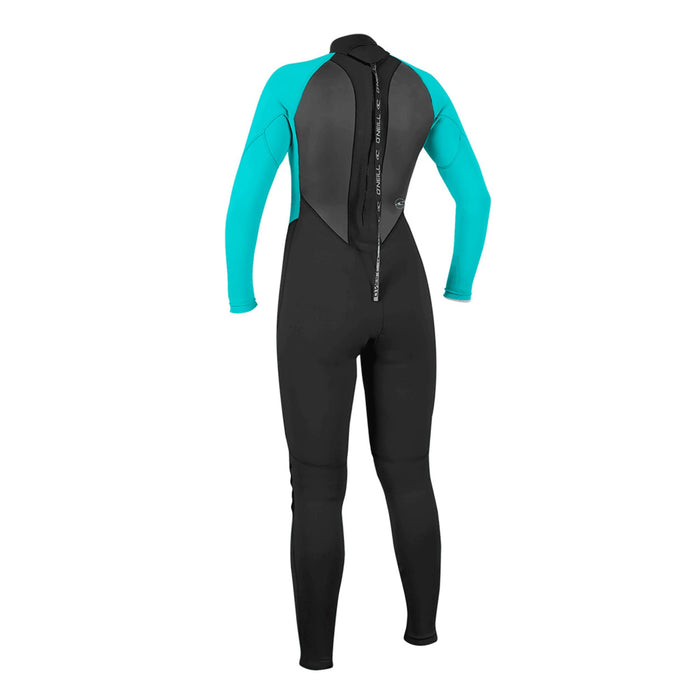 O'Neill Women's Reactor-2 3/2mm Back Zip Full Wetsuit, Black/Light Aqua, 12