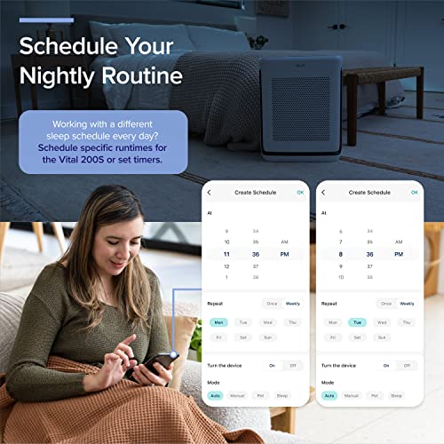 LEVOIT Air Purifiers for Home Large Room Up to 1800 Ft² in 1 Hr with Washable Filters, Air Quality Monitor, Smart WiFi, HEPA Sleep Mode for Allergies, Pet Hair, Pollen in Bedroom, Vital 200S-P, White