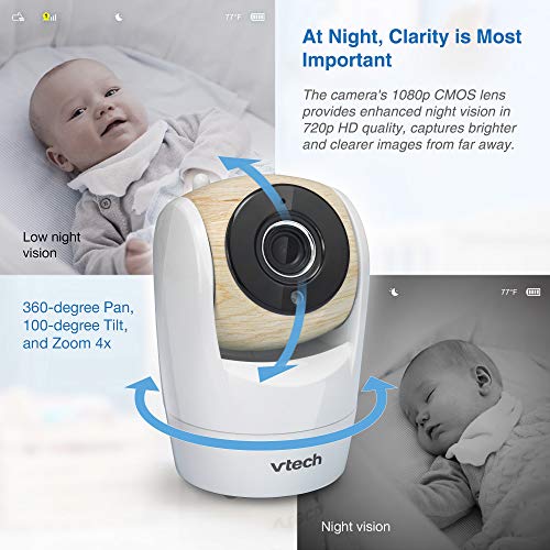 VTech VM919HD (Upgraded) Video Monitor with 7'' 720p Screen,360 Panoramic Viewing, 110 Wide-Angle View,Night Vision, Up to 1000ft Range, Secured Transmission No WiFi