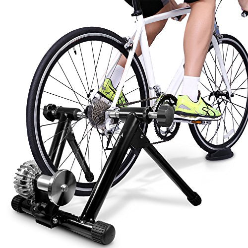 Sportneer Bike Trainer: Fluid Stationary Bike Stand for 26-29" & 700C Wheels - Auto Resistance Control Bike Trainer Stand for Indoor Riding with Quick Release Skewer & Front Wheel Riser Block