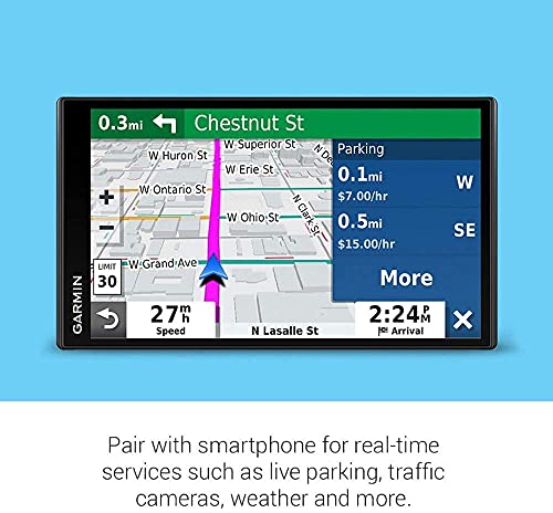 Garmin DriveSmart 65 & Traffic: GPS Navigator with a 6.95 inches Display, Hands-Free Calling, Included Traffic alerts and Information to enrich Road Trips (Renewed)