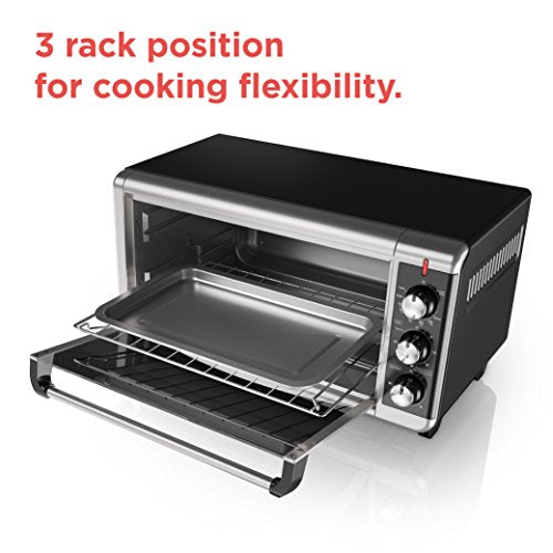 BLACK+DECKER 8-Slice Extra Wide Convection Toaster Oven, TO3250XSB, Fits 9"x13" Oven Pans and 12" Pizza, Stainless Steel/Black