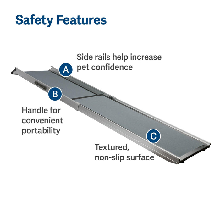 PetSafe Happy Ride Extra Long Telescoping Dog Ramp for Car – 20 in. Wide Ramp for Large Dogs – Slides Down and Locks for Easy Storage – for Tall Trucks, SUVs, and Cars – Weighs Only 18 Lb