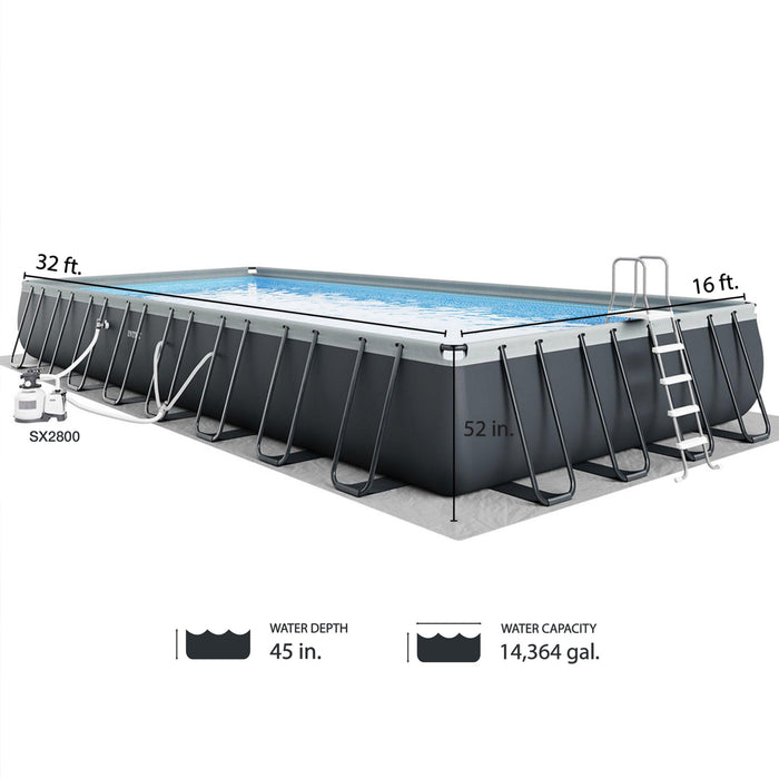 INTEX 26373EH Ultra XTR Deluxe Rectangular above Ground Swimming Pool Set: 32ft x 16ft x 52in – includes 2800 GPH Sand Filter Pump – SuperTough Puncture Resistant – Rust Resistant – Easy to Assemble