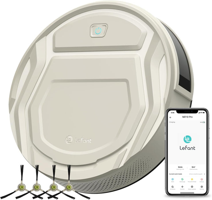 Lefant M210 Pro Robot Vacuum Cleaner, 2200Pa Suction,120 Mins Runtime, Self-Charging Slim Robotic Vacuums, APP/Voice/Remote Control, Works with Alexa, Ideal for Pet Hair,Low-Pile Carpet, Hard Floor