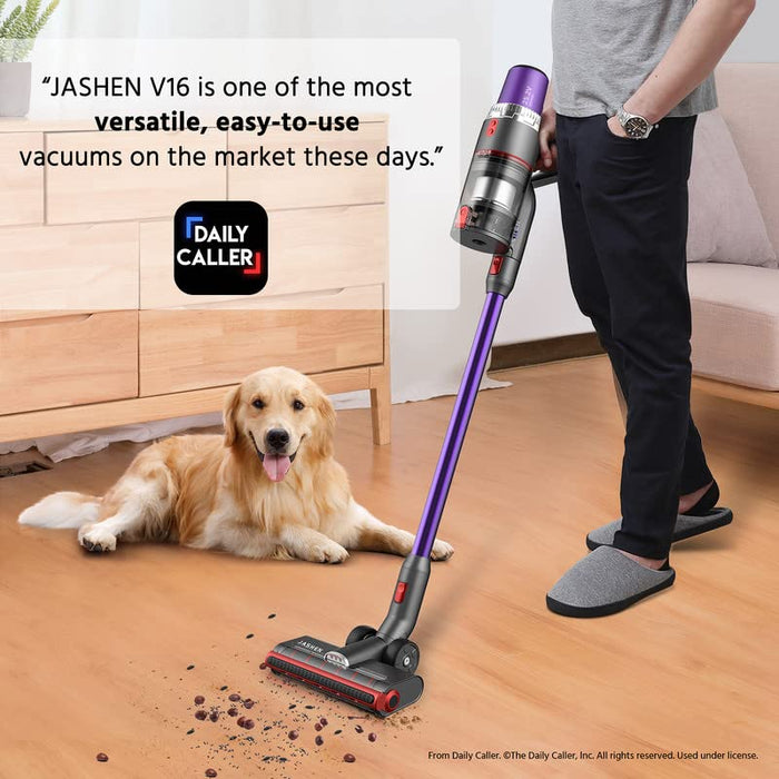 JASHEN V16 Cordless Vacuum Cleaner,Powerful Stick Vacuum with 26Kpa Suction Rechargable battery for Up to 45 min Runtime,10 in 1 350W Handheld Vac Perfect for Carpet Hardwood Floor