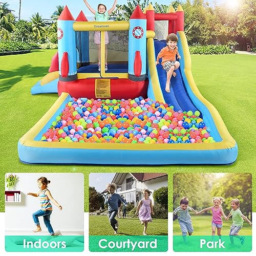 AKEYDIY Bounce House Water Slide, Rocket Castle Bouncy House- 13X12ft Inflatable Bounce House for Kids 3-12 with Slide Park,Pool,Climbing Wall,Bouncer Area- Kids Water Bounce House Indoor/Backyard