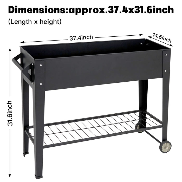 LEETOLLA Elevate Herb Garden Planter Box Outdoor Raised Beds with Legs Wheels for Vegetables Flower Tomato Patio Backyard, Black, Planter