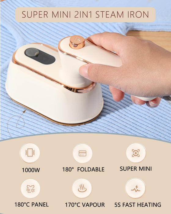 Mini Steamer Travel Iron for Clothes: Compact Handheld Portable Steamers Small Travel Size Clothing Steamer Hand held mini Steam Iron Plancha a de vapor para ropa portatil Travel Dorm Essentials Gift