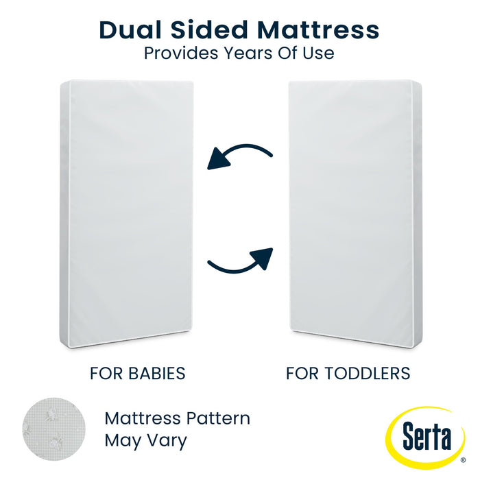 Serta Perfect Slumber Dual Sided Crib and Toddler Mattress - Waterproof - Hypoallergenic - Premium Sustainably Sourced Fiber Core -GREENGUARD Gold Certified (Non-Toxic) -7 Year Warranty - Made in USA