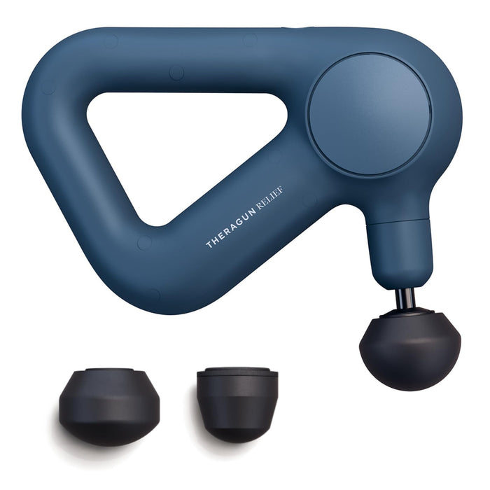 TheraGun Relief Handheld Percussion Massage Gun - Easy-to-Use, Comfortable & Light Personal Massager for Every Day Pain Relief Massage Therapy in Neck, Back, Leg, Shoulder and Body (Navy)